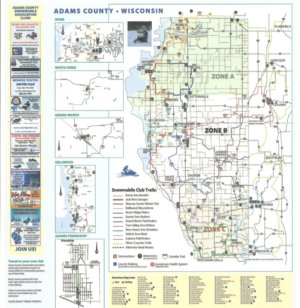 Snowmobile Map Adams CTY Rustic Ridge Riders Snowmobile ATV UTV Club